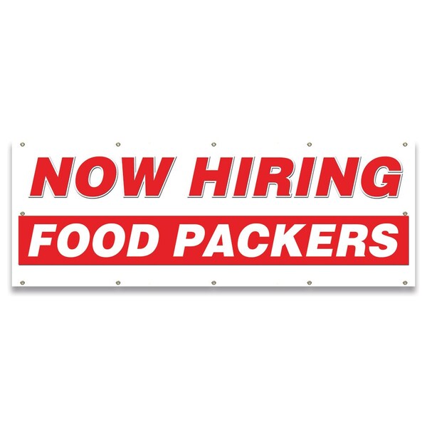 Now Hiring Food Packers Banner Apply Inside Accepting Application Single Sided